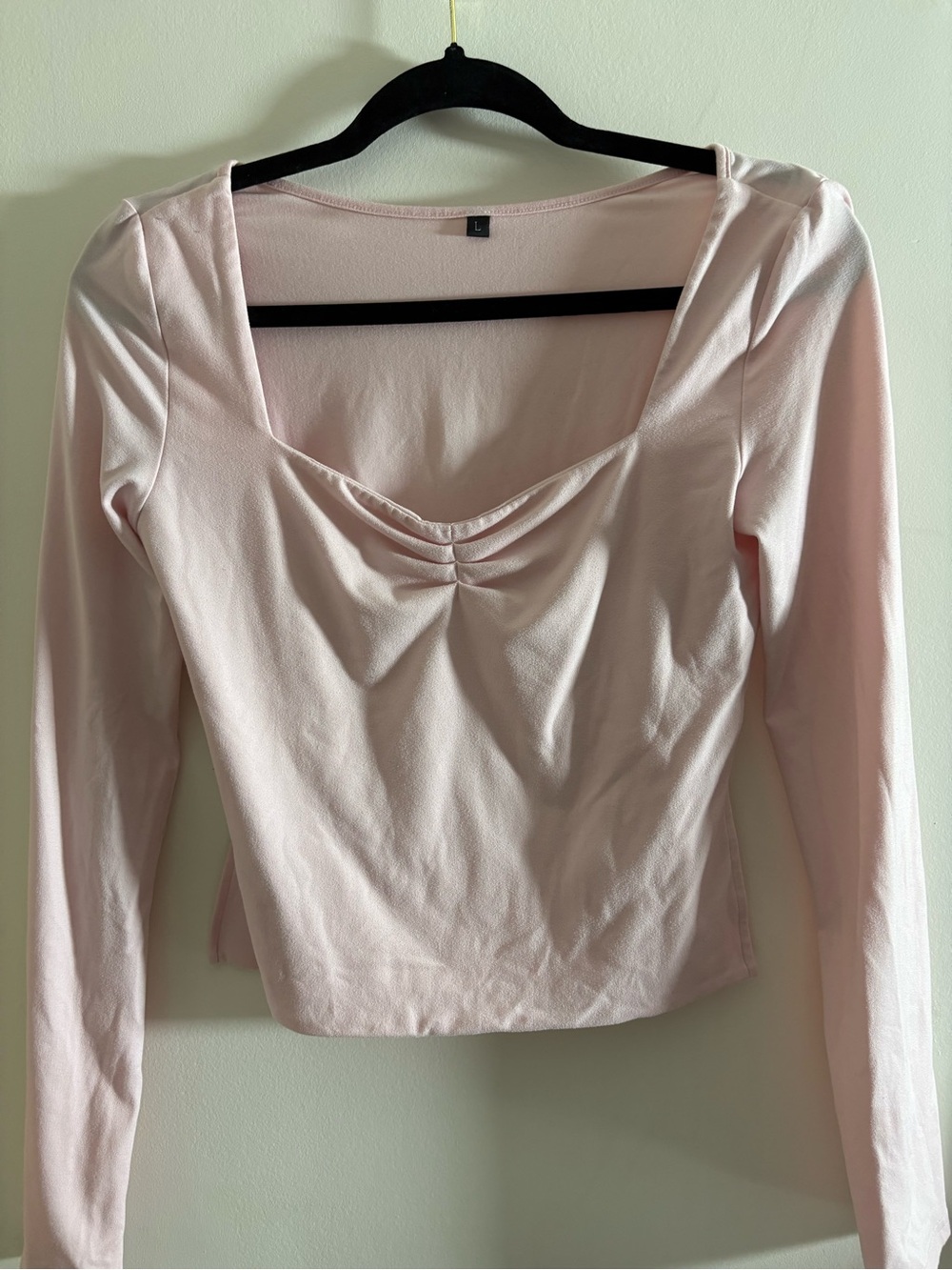 Unknown Brand Pink Long Sleeve Square Neck Top